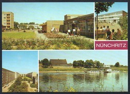 A4555 - Alte MBK Ansichtskarte - Nünchritz - Neubauten Plattenbauten - Schule HO Gaststätte Elbgasthof - Berthold TOP - Riesa