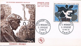 FRANCE FDC   N°1319 Le Messager Braque 10 11 1961 Paris  1er Jour - 1960-1969