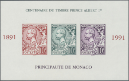 Monaco: 1991, 100th Anniversary Of "Albert I" Stamps, IMPERFORATE Souvenir Sheet, 25 U/m Copies. Maury BF54 Nd - 4.375,- - Ungebraucht