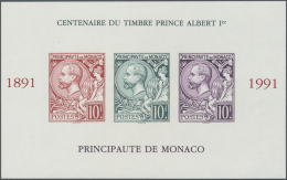 Monaco: 1991, 100th Anniversary Of "Albert I" Stamps, IMPERFORATE Souvenir Sheet, 25 U/m Copies. Maury BF54 Nd - 4.375,- - Ongebruikt