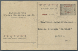 Indonesien - Vorläufer: 1938/52 (ca.), Stationery Mint/used And Some Cto, Inc. Rare Commercial Usage Of Early Indon - Indonesia