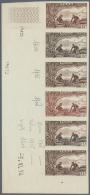 Togo: 1947/1954, Lot Of Specialities: 1947 Definitives 14 Die Proofs And 1954 Colour Proof Strip Of Six. - Togo (1960-...)