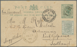 Sierra Leone: 1896/1917, Lot Of Four Better Entires (single Lots), Incl. Two Uprated Stationeries, Censored Mail Etc. - Sierra Leone (1961-...)