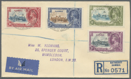 Gambia: 1900/1950, Posten Mit 16 Ganzsachen, Ansichtskarten Und Briefen. Dabei U.a. Katapultpost Lufthansa L142 Gambia > - Gambia (1965-...)