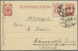 Ukraine: 1900/1915 (ca): ODESSA. Small Collection With 4 Letters/postal Stationary With Different Cancels Of Railway Sta - Ucraina