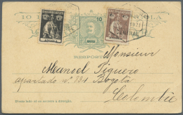 Angola: 1906/1949, Lot Of Nine Commercial Covers/cards, Only Better Items (single Lots), Comprising Attractive Frankings - Angola