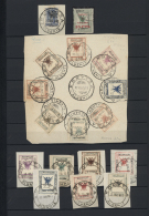 Albanien - Lokalausgaben: 1916/1918, Korça, Used Assortment Of 17 Stamps Incl. French Administration 25c. On 25le - Albanien