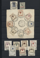 Albanien - Lokalausgaben: 1916/1918, Korça, Used Assortment Of 17 Stamps Incl. French Administration 25c. On 25le - Albanië