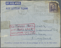 Katastrophenpost: 1929/1974, Collection Of 21 Crash Mail Covers, E.g. 1935 Cap Verde, 1935 Francesco De Pinedo, 1939 Dur - Altri & Non Classificati