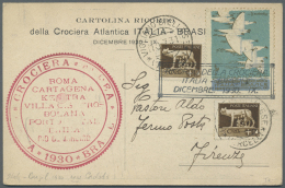 Flugpost Alle Welt: 1930/1931, CROCIERA ATLANTICA ITALIA-BRASILE, Two Picture Cards With Corresponding Vignette And Cach - Otros & Sin Clasificación