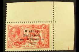 1922 DOLLARD SEAHORSE  5s Rose Carmine, SG 19, On Pseudo-laid Paper, Very Fine Mint Upper Right Corner Example,... - Other & Unclassified