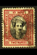 INDORE  1940 2r Black And Carmine, Maharaja Yeshwant, SG 42, Used. Horizontal Crease But Still An Attractive... - Other & Unclassified