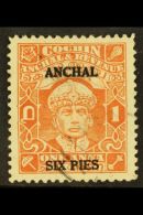 COCHIN  6p On 1a Brown Orange, Rama Varma III, Litho, Perf 11, SG 81, Very Fine Used. Scarce Stamp. For More... - Other & Unclassified