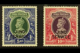 JIND  OFFICIAL 1942 KGVI 5R And 10R Top Values, SG O85/86, Very Fine Never Hinged Mint. (2 Stamps) For More... - Other & Unclassified