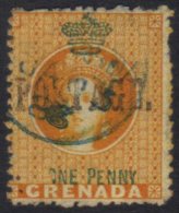1883  1d Orange Overprinted "POSTAGE" With "INVERTED "S", SG 27c, Used With Neat Blue Cds, A Few Ragged Perfs As... - Granada (...-1974)