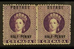 1881  ½d Deep Mauve, Horizontal Pair R/h Stamp Showing The Variety "OSTAGE", SG 21/21c, Very Fine Mint. Ex... - Grenada (...-1974)