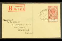 1929  (2 May) Neat Registered Cover To England Bearing KGV 2s Red-brown And Black, SG 103, Tied By Dated... - Gibraltar