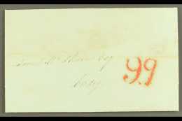 1840  (1st July) Pre-stamp Entire From Gibraltar To Cadiz With Lovely "9q" (9 Quartos) Port Payment Stamp... - Gibilterra