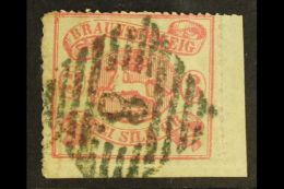 BRUNSWICK  1864 3Sgr Lilac Rose, Roulette 16, Mi 16A, Very Fine Used Corner Copy Showing Part Of The Sheet... - Other & Unclassified