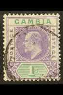 1902-05  (wmk CA) KEVII 1s Violet And Green, SG 52, Fine Used. For More Images, Please Visit... - Gambie (...-1964)