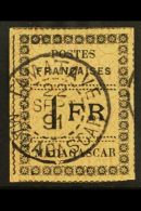 MADAGASCAR  1891 1fr Black On Yellow, Yv 12 Superb Used. For More Images, Please Visit... - Autres & Non Classés