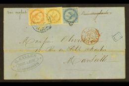 GUADELOUPE  1866 70c Rate "Eagle" Cover From Pointe A Pitre To Marseille Franked 10c Bistre, 20c Blue And 40c... - Andere & Zonder Classificatie