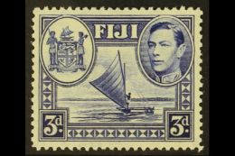 1938  3d Blue With Variety SPUR ON ARMS MEDALLION, SG 257a, Very Fine Mint. Scarce. For More Images, Please Visit... - Fidschi-Inseln (...-1970)