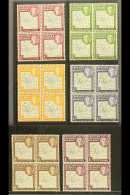 1946-49 VARIETIES.  ½d, 1d, 4d, 6d, 9d & 1s Thin Map (SG G9/10 & G13/16) Never Hinged Mint BLOCKS... - Falkland