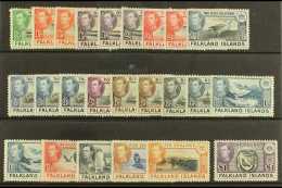 1938-50  Pictorial Definitive Set Plus Some Additional Shades, SG 146/63, Fine, Lightly Hinged Mint (24 Stamps)... - Falkland