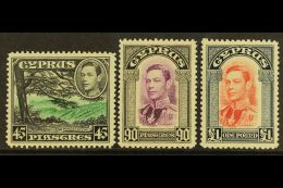 1938  KGVI Definitive Top Values, 45pi, 90pi And £1 (SG 161/63), Very Fine Never Hinged Mint. (3 Stamps)... - Other & Unclassified