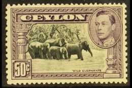 1938-49  50c Black And Mauve, Perf 13 X 11½, SG 394, Fine Mint. For More Images, Please Visit... - Ceylon (...-1947)