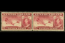 1937  15c Claret Perf 13½ (line) Harp Seal PAIR WITH & WITHOUT WATERMARK, SG 263ca, Never Hinged Mint.... - Andere & Zonder Classificatie