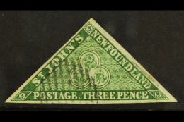 1860  3d Green Triangular, SG 11, Very Fine Used With Three Good To Large Margins And Neat Barred Cancel. For... - Otros & Sin Clasificación