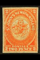 1860  2d Orange-vermilion, Imperf, On Medium Hand Made Paper, SG 10, Unused, A Lovely Stamp With Good Margins All... - Other & Unclassified