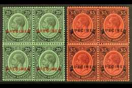 1922  25c Black On Emerald Overprinted "Specimen" In Red And $5 Purple And Black On Red Ovptd "Specimen" In... - Britisch-Honduras (...-1970)