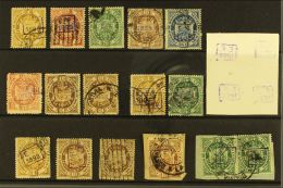 1899 "ESTADO FEDERAL" HANDSTAMPS.  An Attractive USED SELECTION On A Stock Card. Includes 1899 Set (Scott 55/59),... - Bolivie