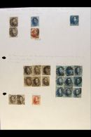 1849-1939 MOSTLY USED COLLECTION  On Leaves, Inc 1849 10c (4 Margins), 1851-54 To 40c, 1858-61 To 40c, 1863-65 To... - Other & Unclassified