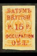 1919  15r On 1k Orange, Ovptd In Red, SG 20a, Very Fine And Fresh Mint. For More Images, Please Visit... - Batum (1919-1920)