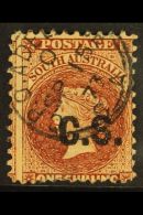 SOUTH AUSTRALIA  DEPARTMENTALS "C.S." (Chief Secretary) 1870 1s Chestnut, Perf 11½x10, SG 108, Ovptd... - Other & Unclassified