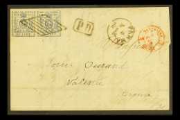 PARMA  1859 Cover To France Franked 40c Blue Horizontal Pair, Showing The Variety "Thin And Fat O In Pair", Sass... - Unclassified