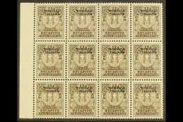 SOMALIA  1939 10c Brown Recapito Autorizzato, Sass 1, Superb NEVER HINGED MINT Marginal Block Of 12. Each Signed... - Other & Unclassified