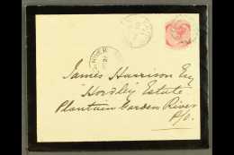 1877  (Nov 20) Mourning Envelope From Kingston To Plantain Garden River P.O. Bearing 2d Rose Tied By "A01"... - Jamaïque (...-1961)