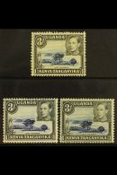 1938-54  3s Blue And Black, The Three Listed Shades/perfs, SG 147/147ac, Fine Mint. (3) For More Images, Please... - Vide