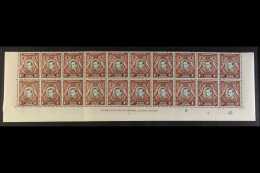 1942  KGVI Definitive 1c Black And Chocolate-brown, SG 131a, Never Hinged Mint BLOCK OF TWENTY (the Bottom Two... - Vide