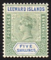 1890  5s Green & Blue, SG 8, Very Fine Mint For More Images, Please Visit... - Leeward  Islands