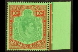 1938-51  10s Bluish Green And Deep Red On Green Key Type Chalky Paper Position 24, SG 113, Fine Never Hinged Mint... - Leeward  Islands