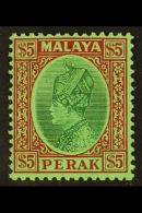 PERAK  1935-37 $5 Green & Red On Emerald Sultan, SG 102, Fine Mint, Very Fresh. For More Images, Please Visit... - Other & Unclassified