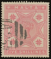 1886  5s Rose, SG 30, Fine Used With Neat "A25" Cancel. For More Images, Please Visit... - Malta (...-1964)