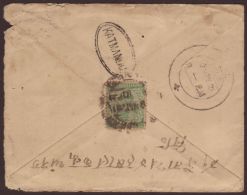 1921 INCOMMING  Cover From Bombay Franked Geo V ½a Green With Neat Black Double Lined Oval... - Nepal