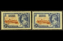 1935  3d Silver Jubilee, Two Examples With Vignettes Shifted Either To Left Or The Right, Into The Frame Design,... - Rhodésie Du Nord (...-1963)